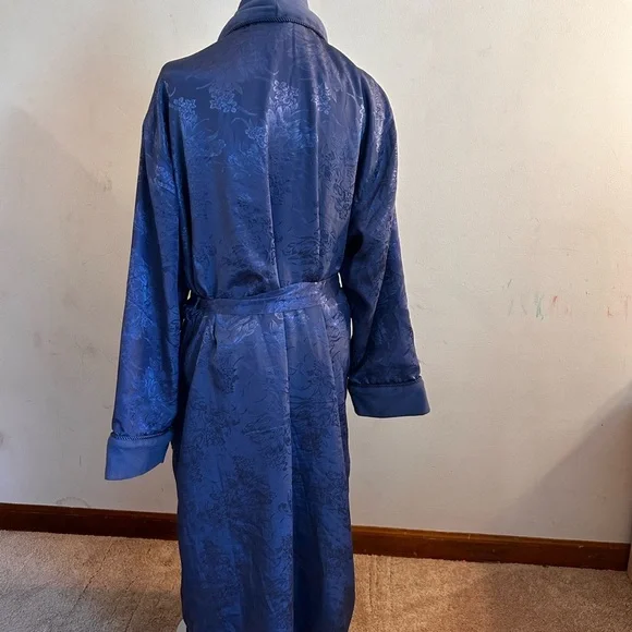 Vintage blue Sonoma floral fleece lined robe size large - Picture 3 of 9